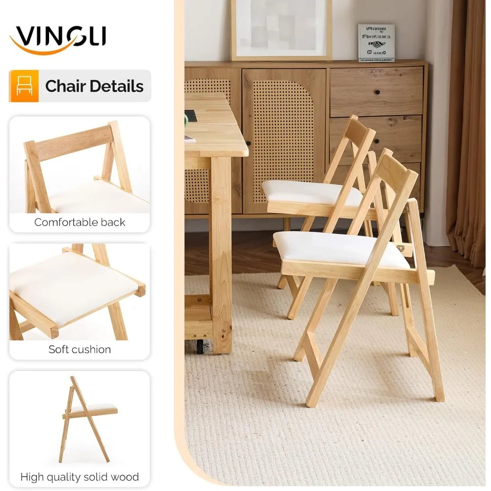 5-Piece Folding Dining Table Set, Extendable Drop Leaf Solid Wood Table with 4 Chairs, Drawers & Wheels, Space-Saving Design fo