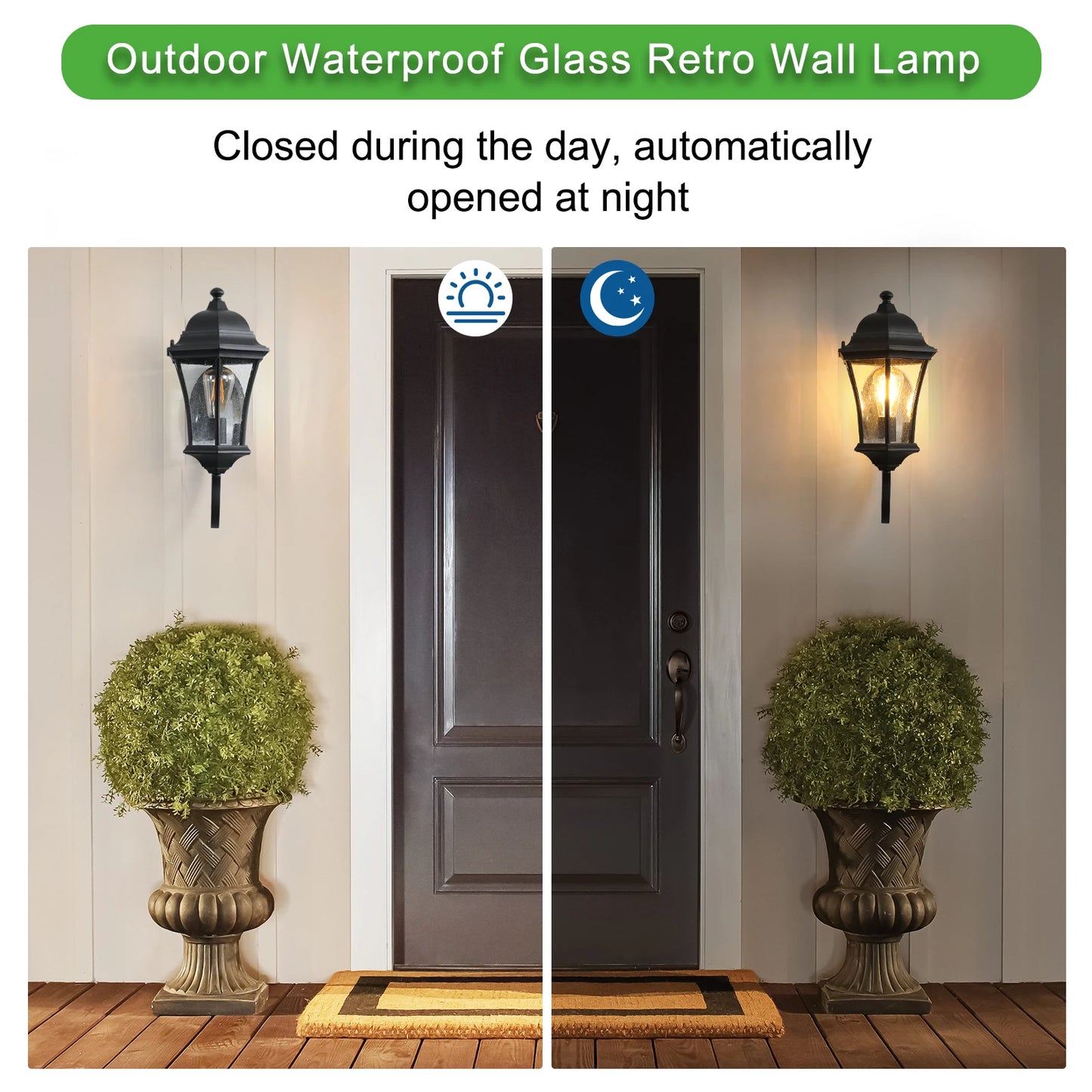 Outdoor Wall Lantern,Black Finish Vintage Style Sconce with Clear Glass Panels, Weather-Resistant Exterior Light Fixture(2 pack)