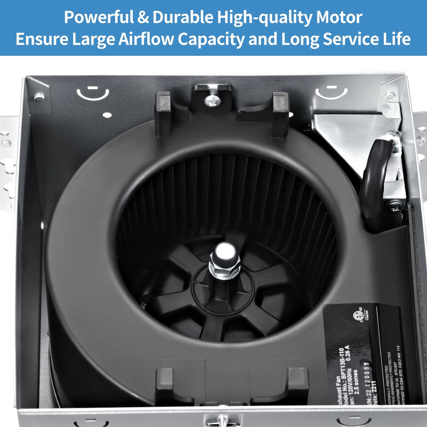 110 CFM with LED Light, 3 Color Temp, ≤2.0 Sones, 10.24” Panel, 10m² Coverage, Easy Install, Energy Saving Bathroom Exhaust Fan