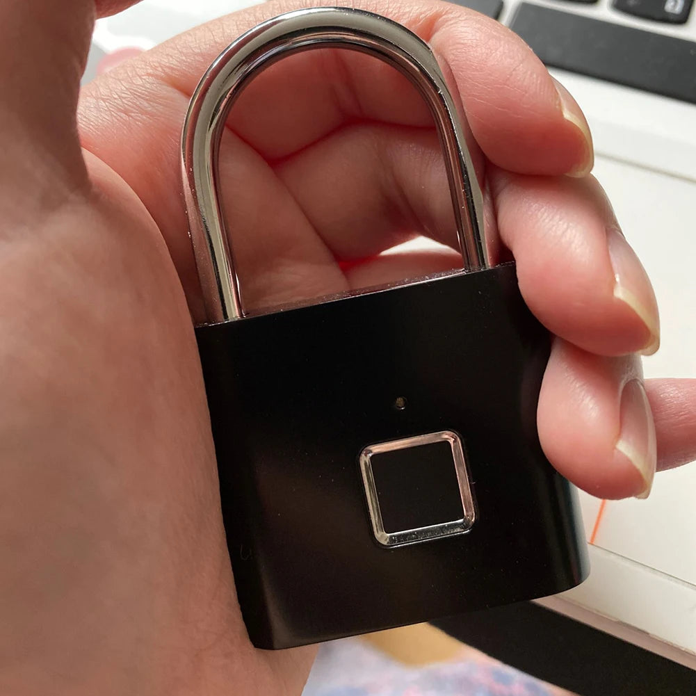 Electronic Semiconductor Fingerprint Lock Smart Door Lock Rechargeable Security Padlock for Dormitory Home