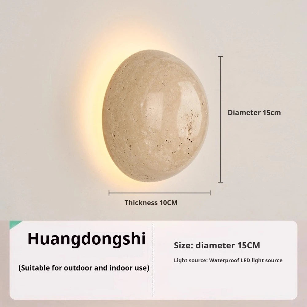 Wabi Sabi Guesthouse Courtyard Villa Outdoor Waterproof Yellow Cave Stone Wall Lights Dining Room Balcony Travertine Wall Lamps