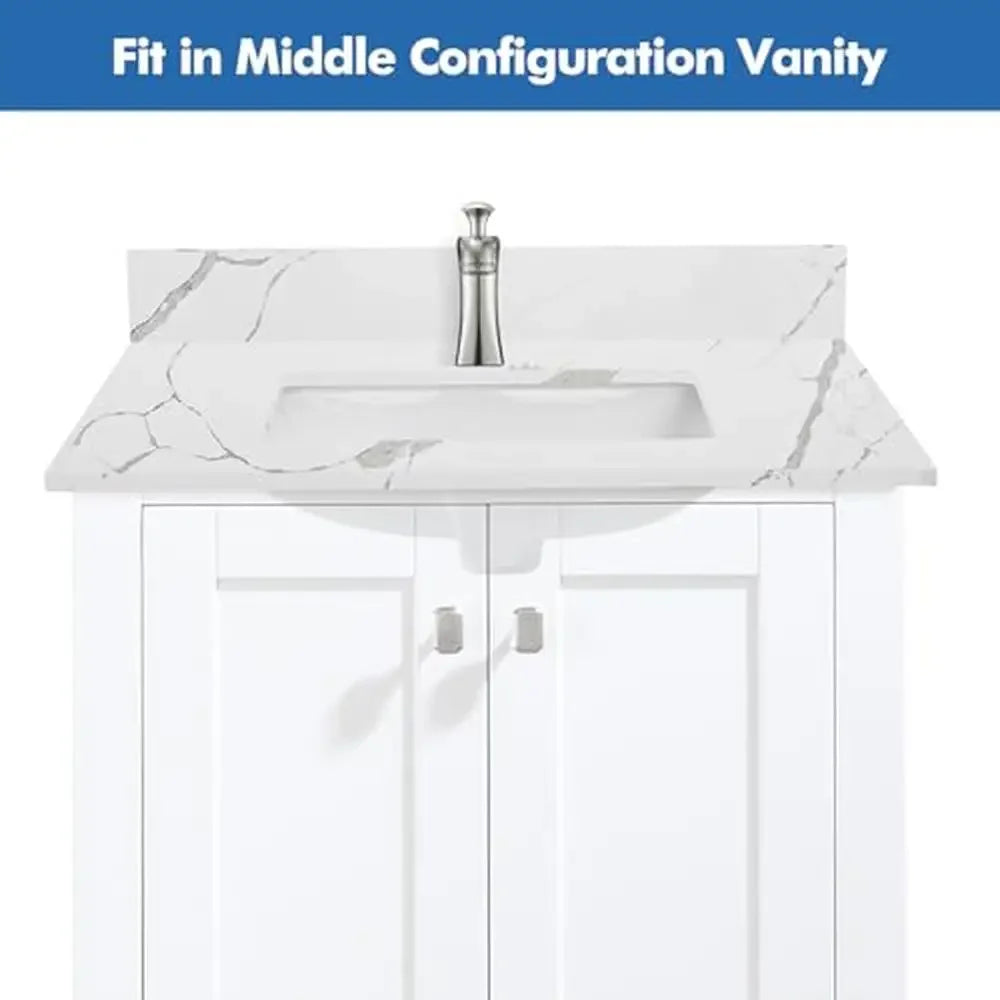 Quartz Calacatta River Vanity Top 30x22 with Sink & Sidesplash