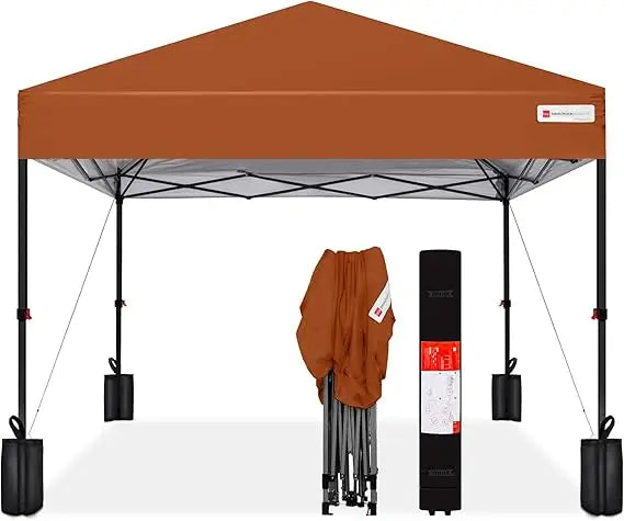 12x12ft 1-Person Setup Pop Up Canopy Tent Instant Portable Shelter w/ 1-Button Push, Case, 4 Weight Bags - Navy Blue