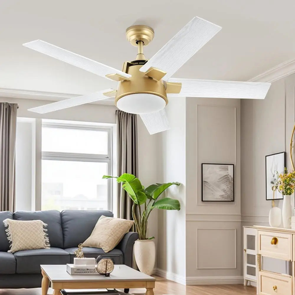52in Smart Ceiling Fan with Remote LED Light 5 Blades 6 Speed Quiet Motor Reversible Airflow Living Room Bedroom Patio