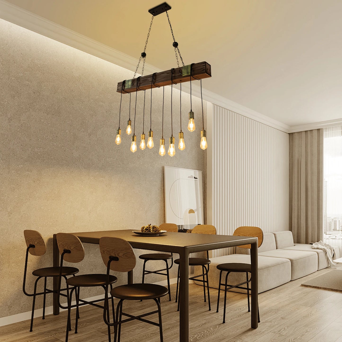 10-Light Chandelier Large Pendant Light Flush Mount with E26 Standard Lamp Holder for Kitchen Island, Dining Room, Entryway