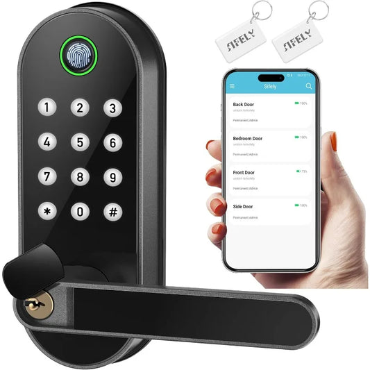 Keyless-Entry Fingerprint Smart Door Lock: Sifely Digital Electronic Lock with Code Passcode, Electric Door Knob, Biometric Lock