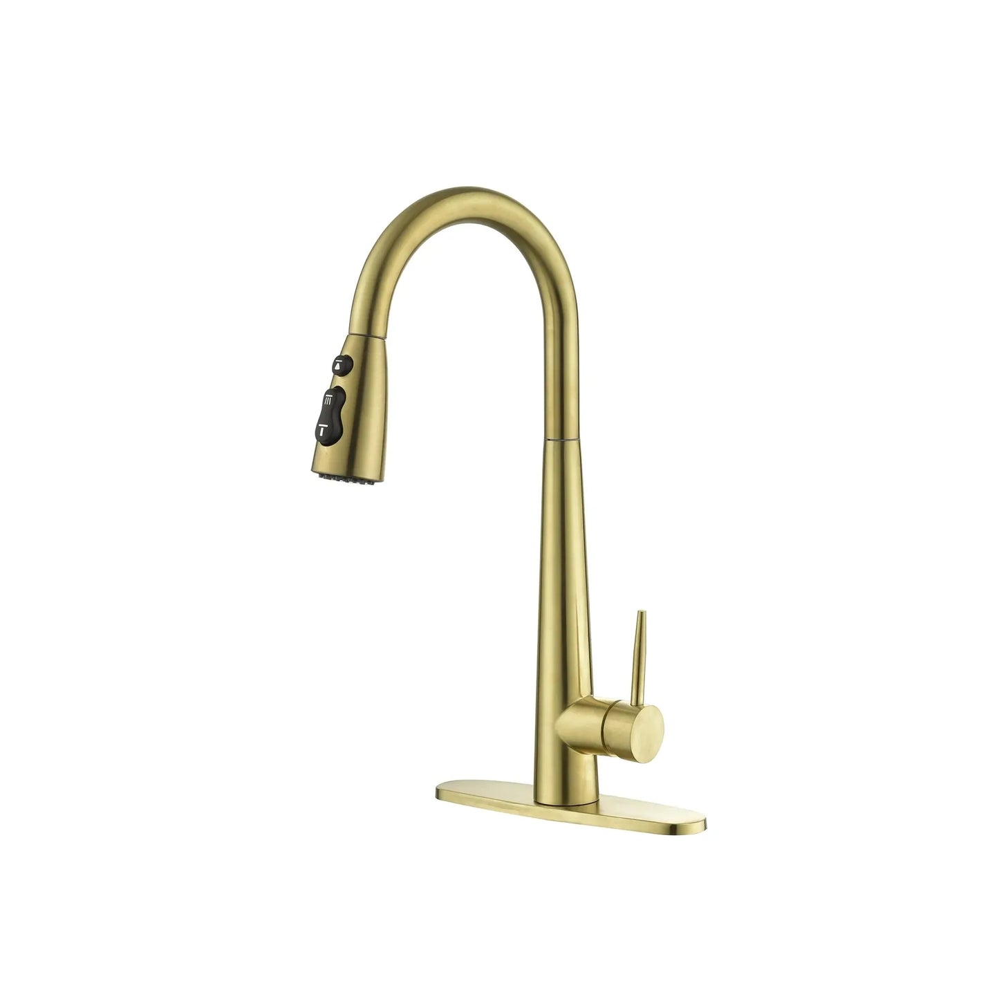 Kitchen Sink Faucet with Pull Out Sprayer,Fingerprint Resistant, Single Hole Deck Mount,Gold Kitchen