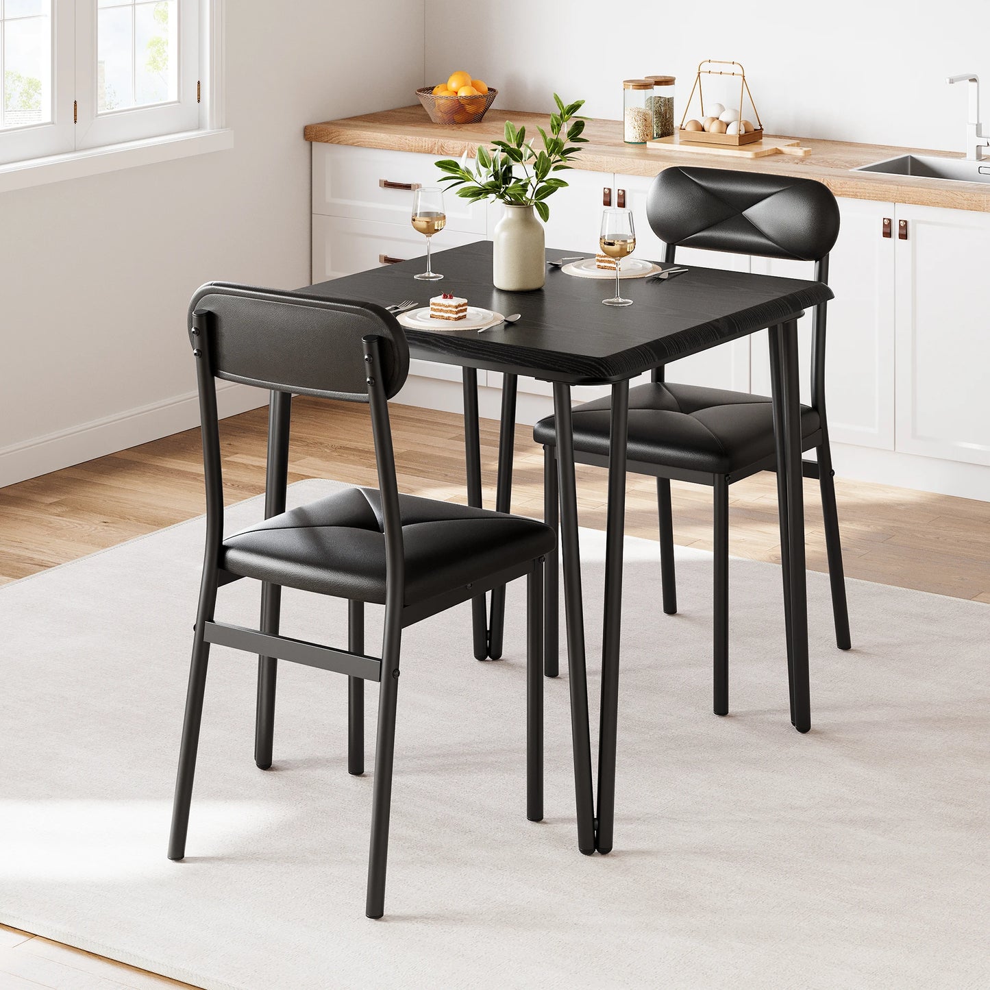 Small Dining Table Sets for 2 with Upholstered Chairs kitchen Dinner Table and Chairs Set of 2 Furniture for Dining Living Room