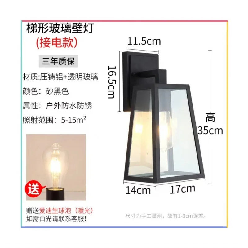 Craft Style American Retro Wall Lamp Outdoor Waterproof Villa Courtyard Lamp Gate Corridor Balcony Terrace Exterior Wall Lamp