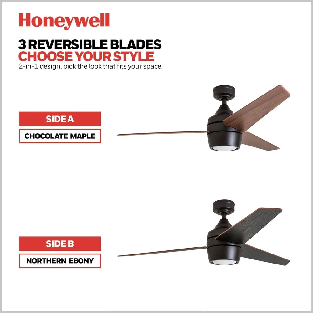Modern Espresso Bronze Ceiling Fan with Integrated LED Light Remote Control 3 Reversible Blades Quiet Motor Energy Efficient