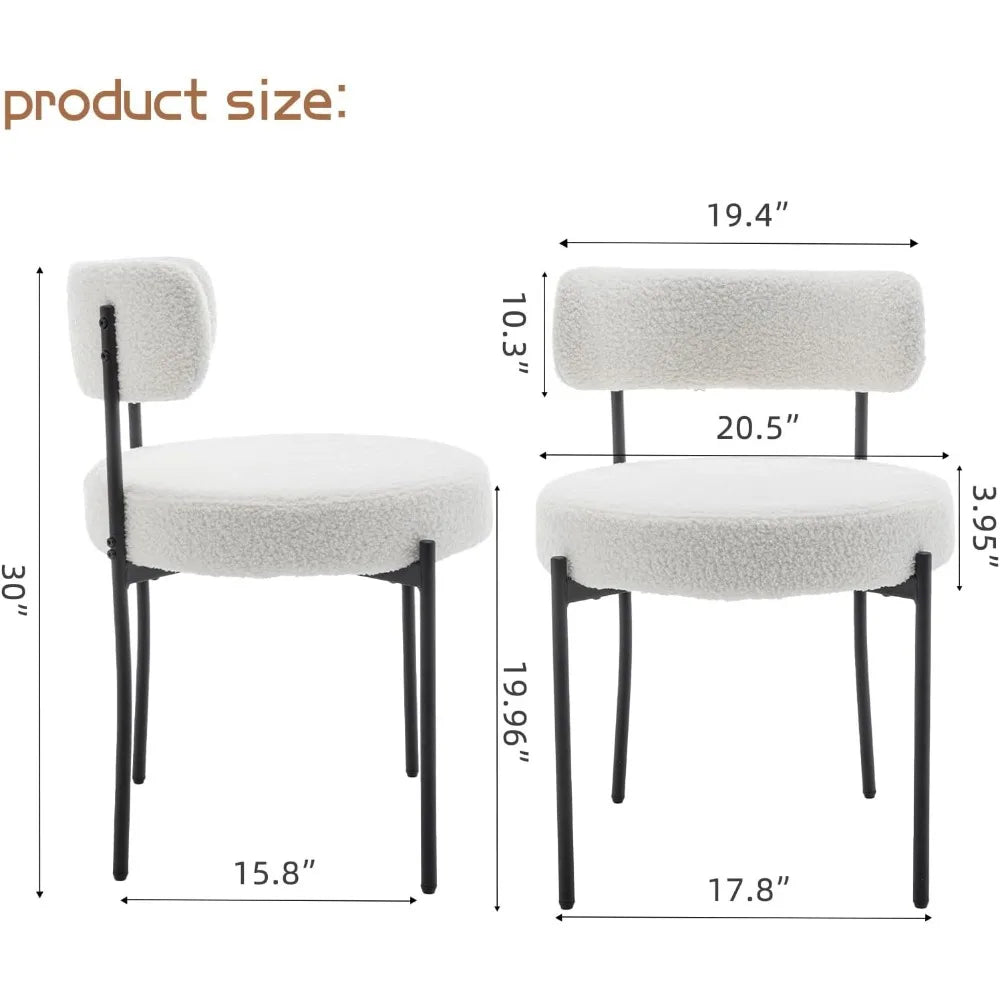 Boucle Dining Chairs Set of 4, Mid Century Modern Dining Room Chairs with Metal Legs, Upholstered Kitchen Chairs for Dining Room