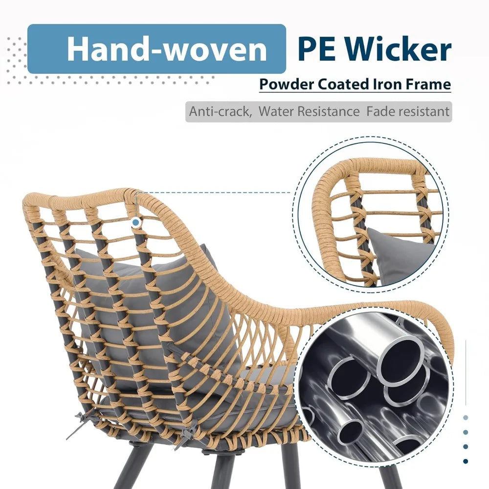 5 Pieces Outdoor Dining Set, Patio Table and Chairs Set for 4, Patio Outdoor Furniture Set with Extendable Dining Table fo