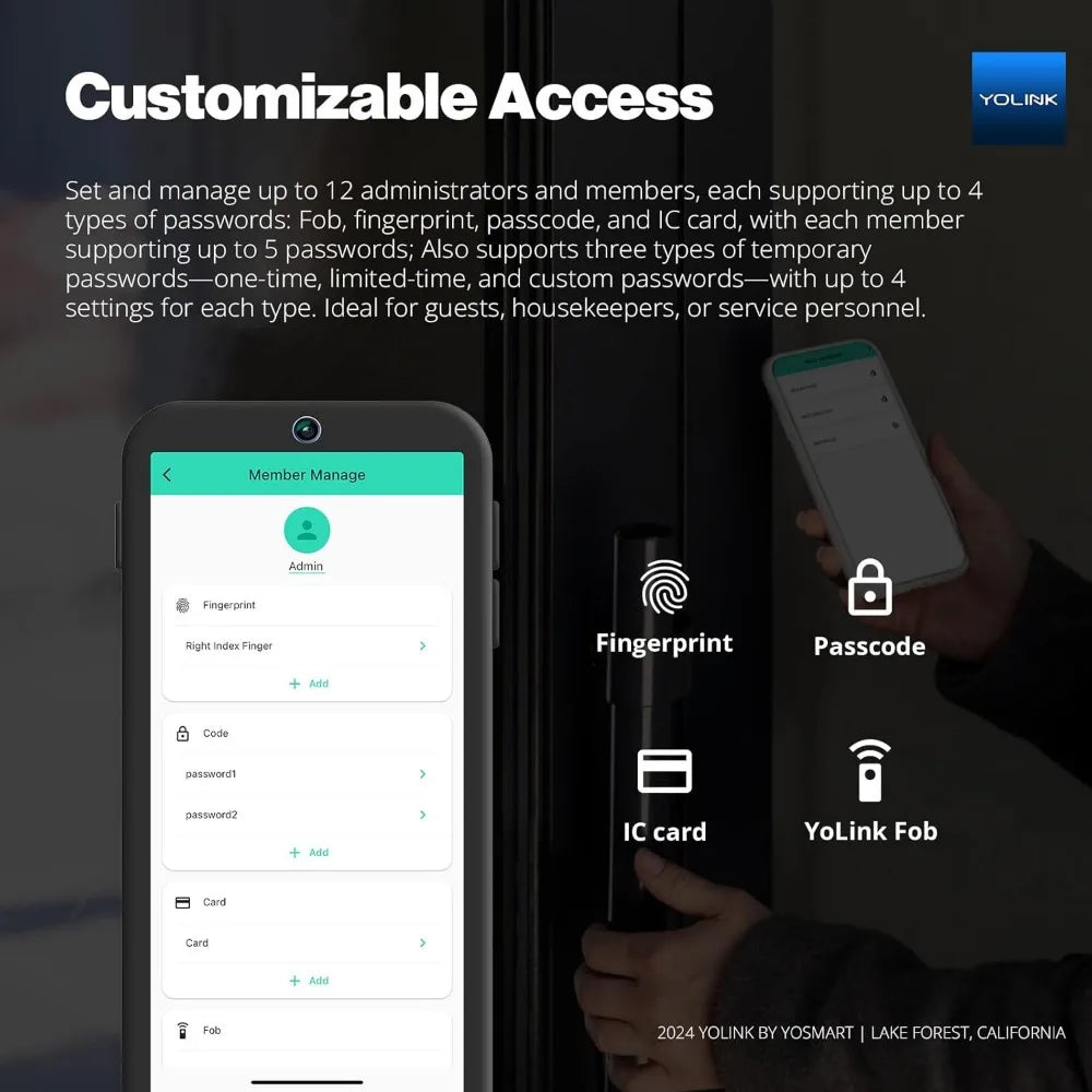 Smart Deadbolt Lock with Fingerprint, Keypad, IC Card, App & Fob Control – LoRa Long-Range, Compatible with Alexa, Google, IFTT