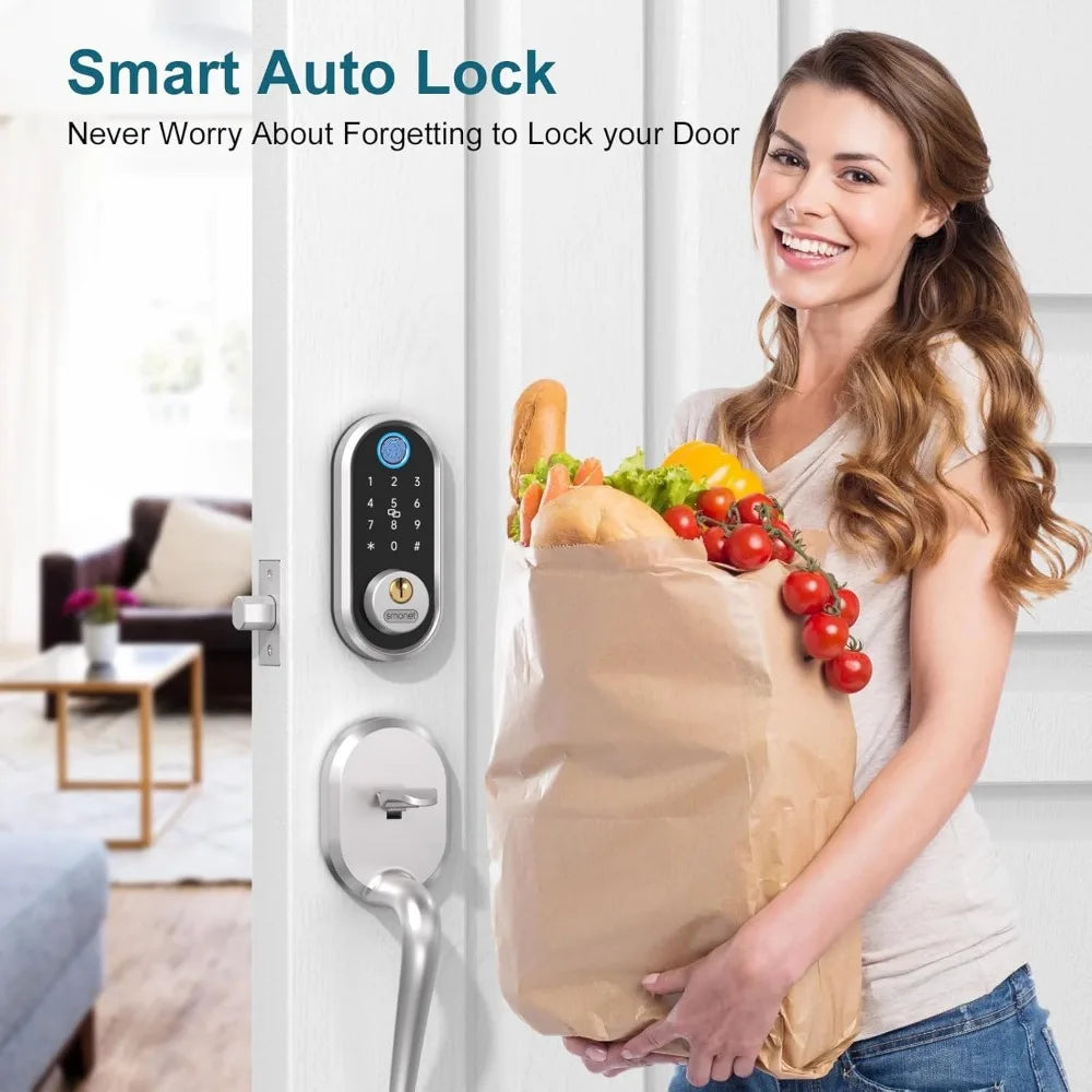 Keypad Smart Door Lock - Fingerprint Keyless Entry Door Lock, Electronic Touchscreen Deadbolt for Front Door, App Remote Control