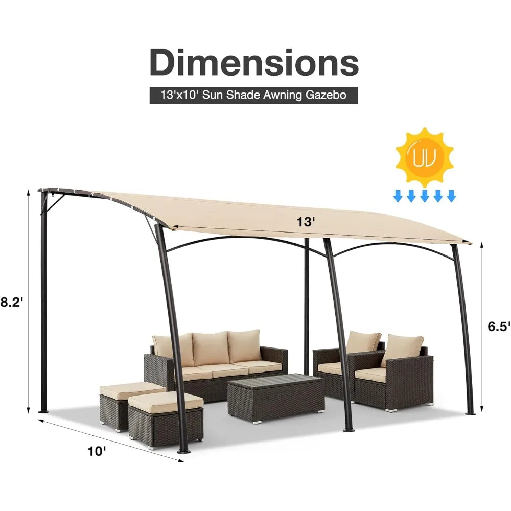 13'×10' patio awning, wall mounted uv block sunshade porch awning for patio, pergolas and gazebos on clearance, patio awnings f