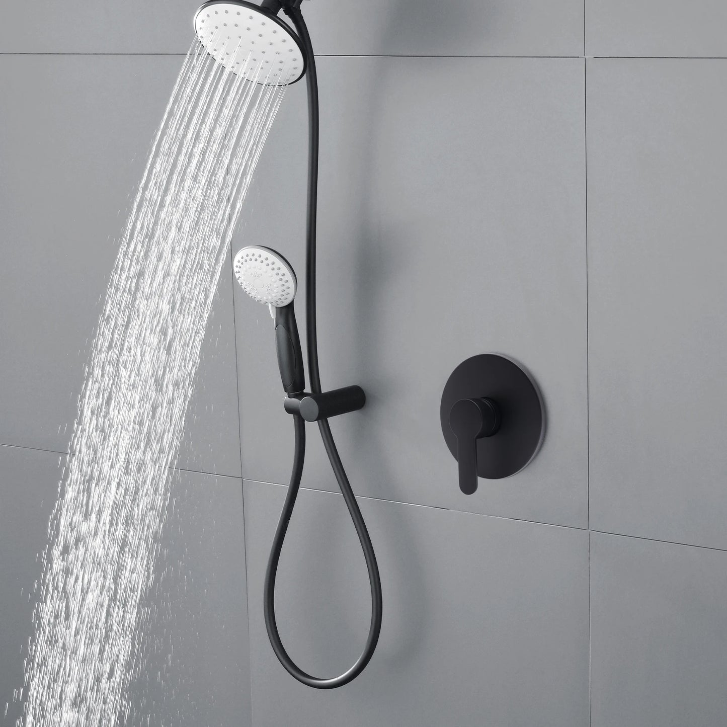 Single Function Shower Handle Valve, Bathroom Trim Kit, Black Single Handle Tub Shower Valve Mixer Kit, Shower Mixer Valve
