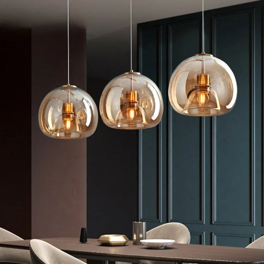 Modern Minimalist Glass Ceiling Light Nordic Texture LED Dinning Room Lamp Corridor Lustre Creative Living Room Lighting E27