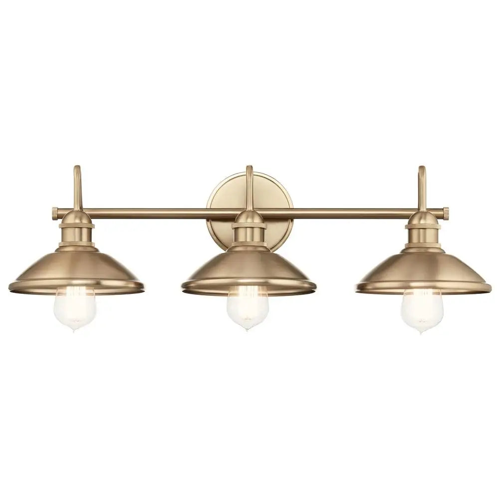 Vintage Inspired 3 Light Bathroom Vanity in Champagne Bronze Finish Transitional Industrial Design Ambient Lighting 26.5" W x
