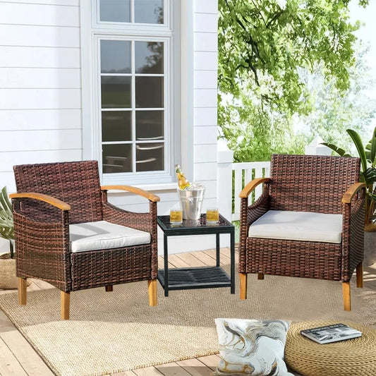 3 piece Outdoor Patio Furniture Set Outdoor Furniture Set with Table Outside Lawn Patio Chairs Set of 2 Patio Conversation Sets