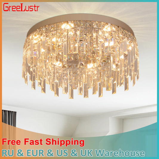2025 New Crystal Ceiling Light Modern Luxury Chandelier Led Fixture Plafon Lamp Living Dining Room Home Appliance Decor Lustre