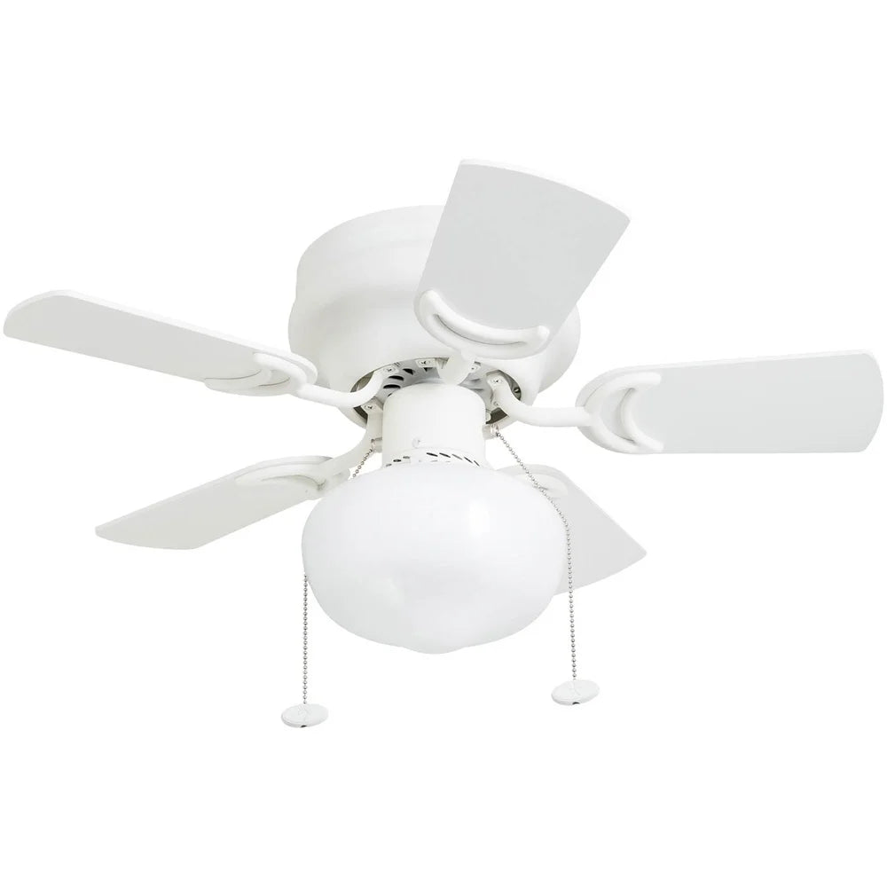 Hero 28" White Low Profile Ceiling Fan with Light