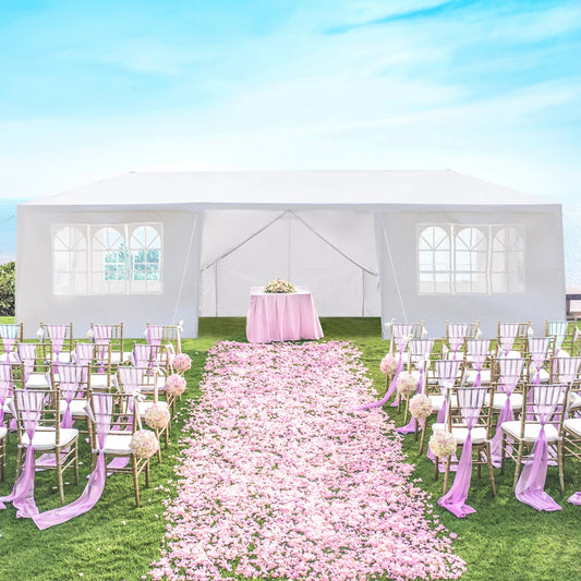 US Stock Wedding Gazebo10'x30' Outdoor Party Tent with 8 Removable Sidewalls, Waterproof Canopy Patio , White
