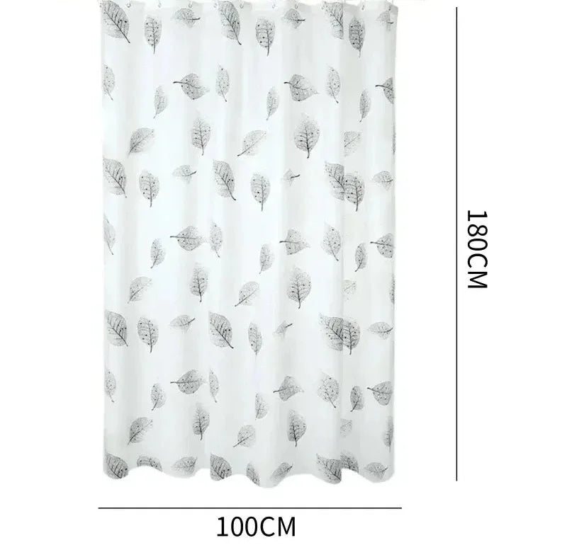 Bathroom Shower Curtains PEVA Waterproof Thickening Bath Curtain With Hooks Rustproof Metal Grommets Leaf Pattern Shower Curtain