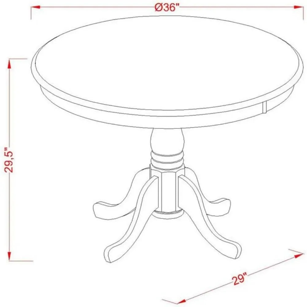 5 Piece Dining Set Includes a Round Dining Room Table with Pedestal and 4 Wood Seat Chairs, 36x36 Inch