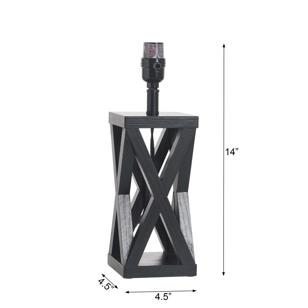 Accent Table Lamp Base Black Wood Construction Rotary Switch Versatile Design Single Socket Home Decor Focal Point Lighting 4.5