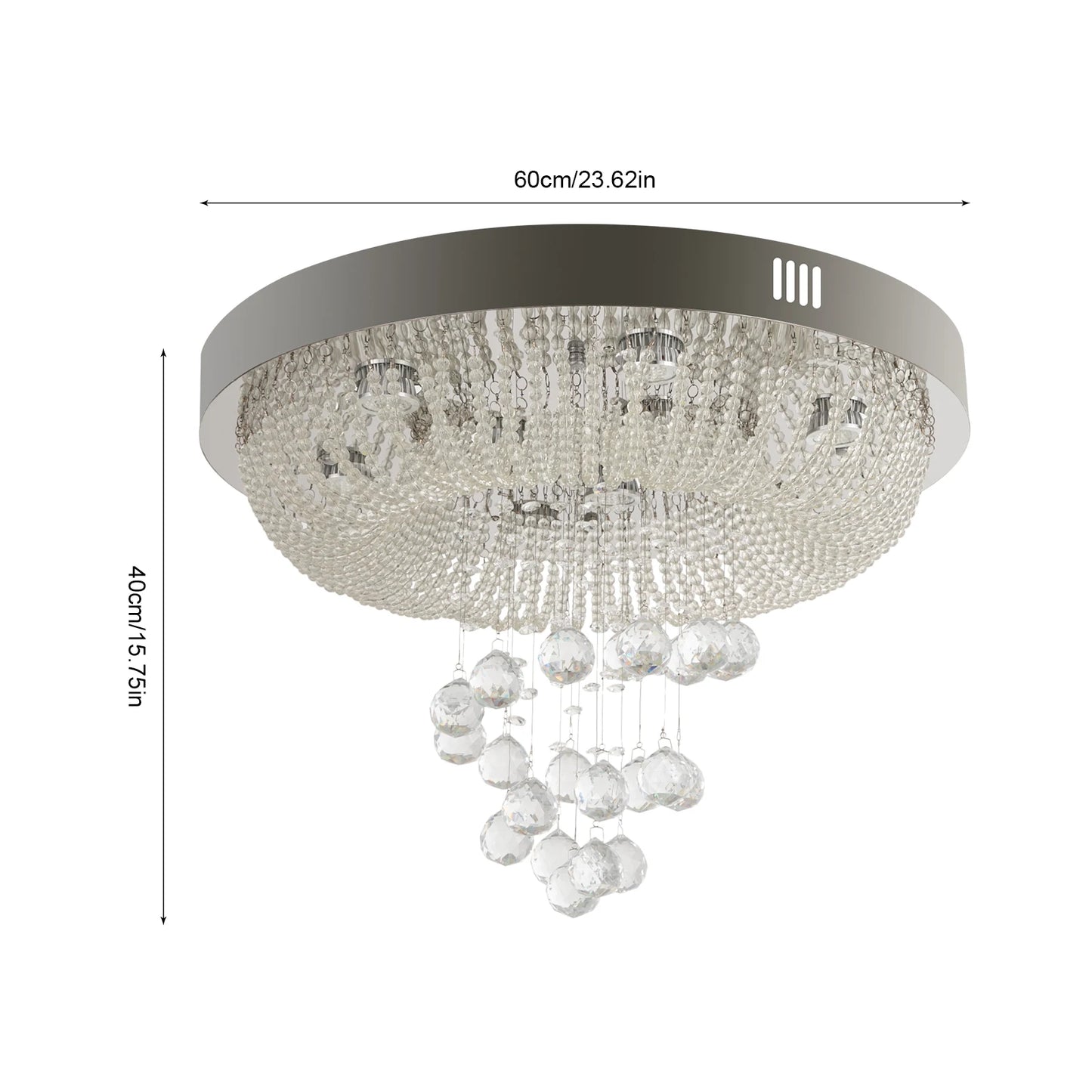 23.62*15.75in Crystal  Ceiling-Light with 3 Variable Light Colors, Modern Crystal Raindrop Chandeliers for Bedroom Living Room