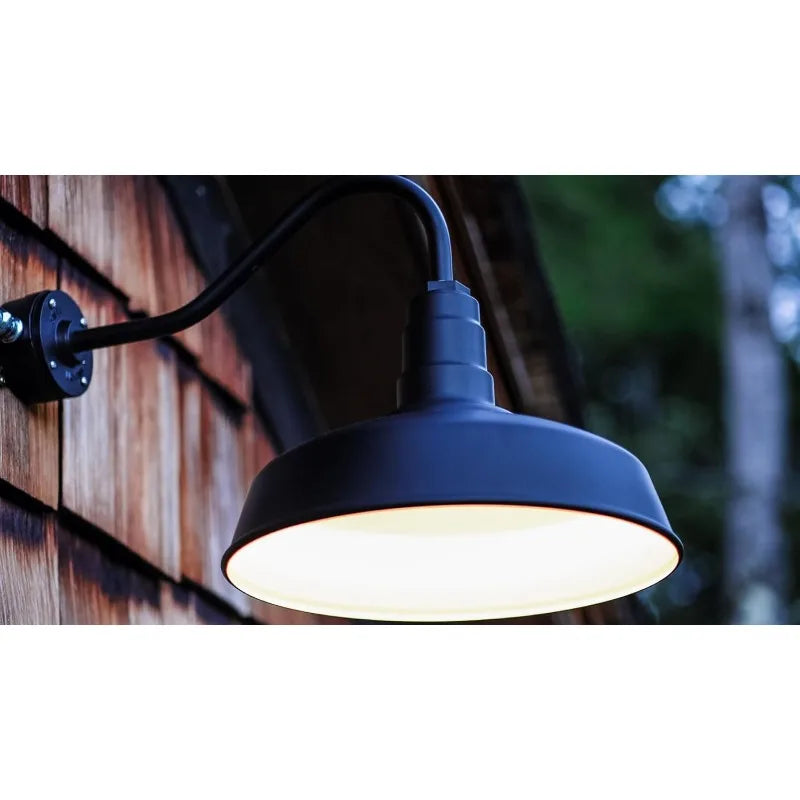 Steel Lighting Co. Gardena Barn Light | Outdoor Wall Mounted | 16" Dome  16" Gooseneck | Farmhouse Light Made in America