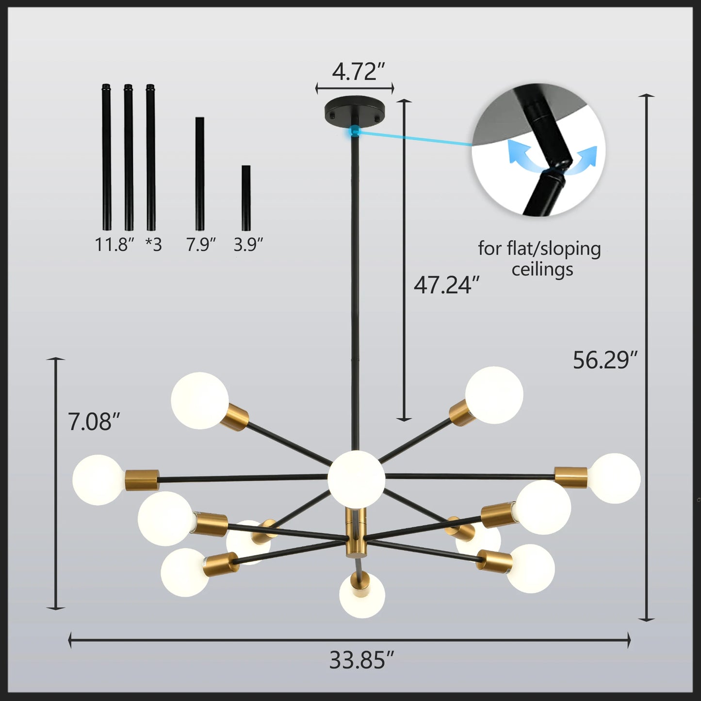 Modern Sputnik Linear Chandeliers LED Lamp 8/12 Light Home Decoratiom Lighting Indoor Fixtures Pendant Ceilin Lusters Luminaires