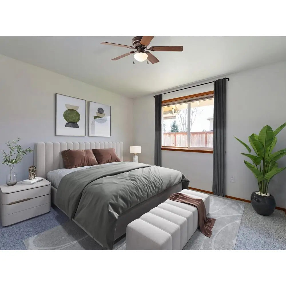 44 Inch Hugger Ceiling Fan with Light Kit 5 Reversible Blades Quiet 3 Speed Motor Indoor Use