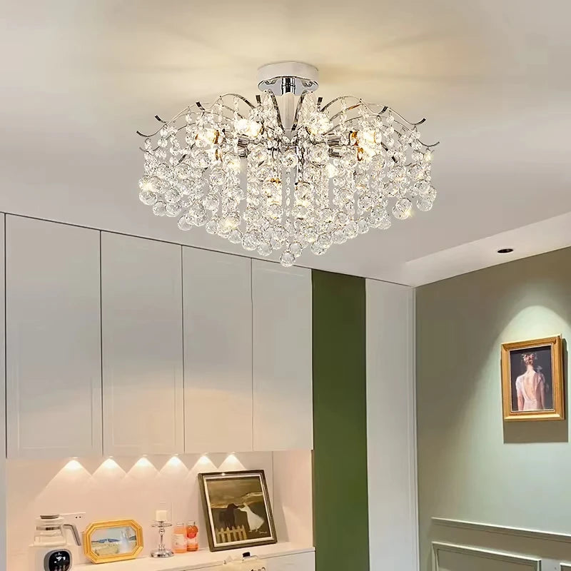 Modern Luxury Crystal Chandelier For Living Dining Room Bedroom Decoration Silver led ceiling lamp Indoor Lighting Fixtures