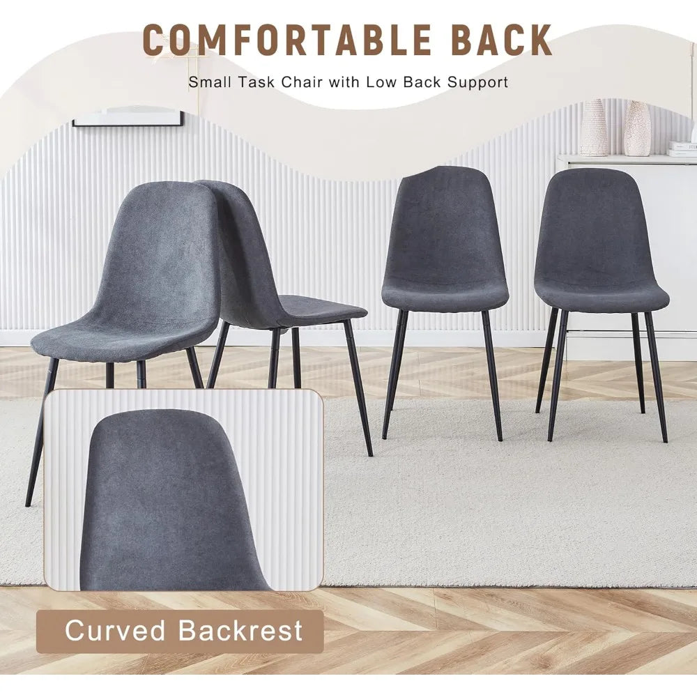 Round Dining Table Set for 4, 47” 5-Piece Dining Set with 2-Tier Storage Shelf and Space-Saving Design, Modern Table and Chairs