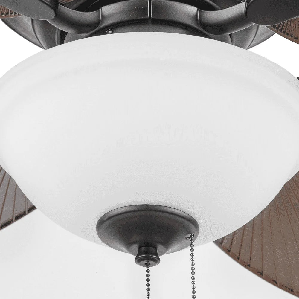 52 Inch Indoor Outdoor Ceiling Fan with Light Pull Chains Reversible Motor Dimmable Frosted Glass Bowl Efficient Air Circulation