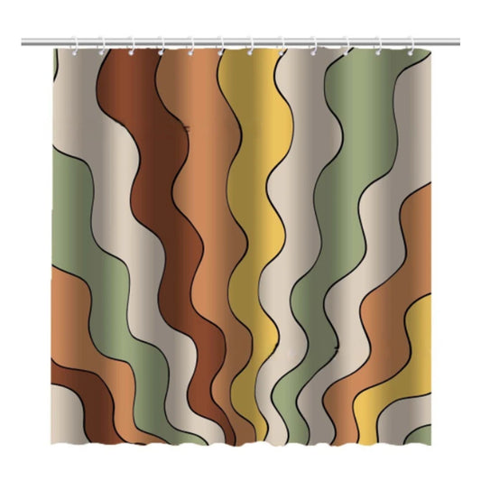 Non -through Shower Curtain - Waterproof Coating Extra Thick Fine Texture Polyester Made Bathroom 150x180cm