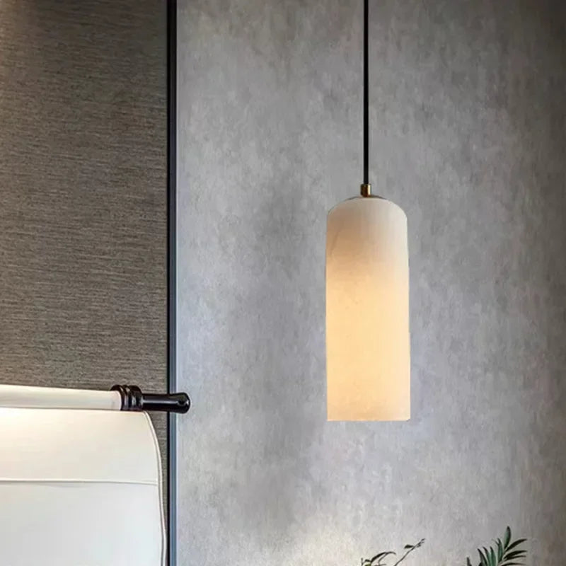 Simple Natural Marble Chandelier Bedroom Bedside Restaurant Table Bar Hotel Pure Copper Alabaster Chandelier Indoor Home Decor