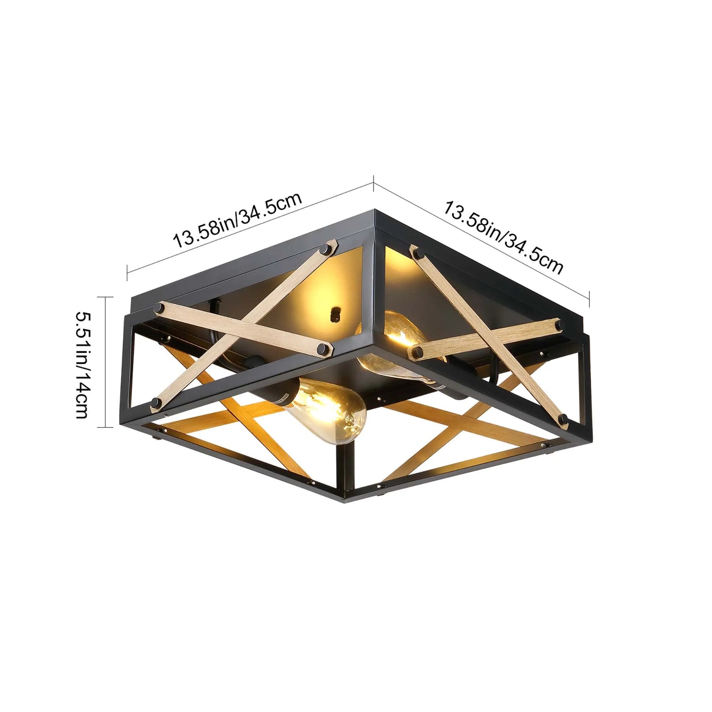 Flush Mount Ceiling Lights 2-Light Farmhouse Close to Ceiling Lighting Fixtures Black Ceiling Lamp for Bedroom Hallway