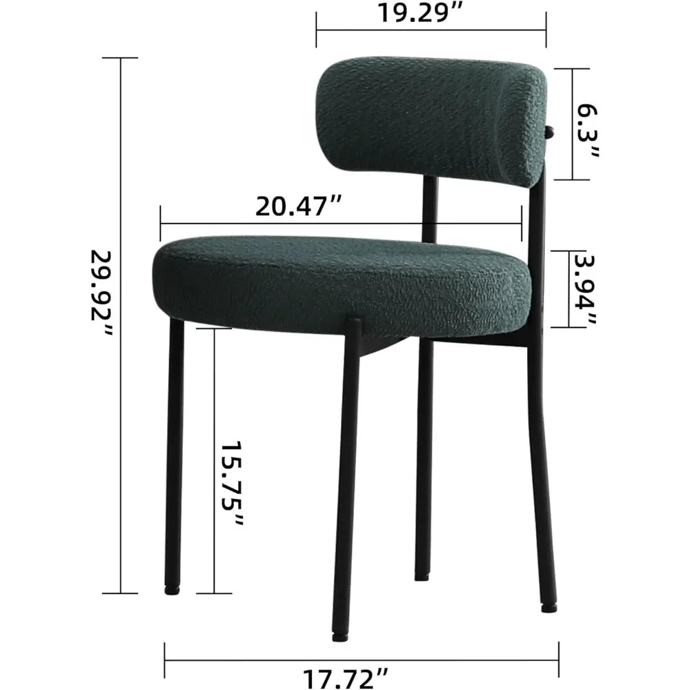 Dining Chairs Set of 6,Upholstered Kitchen Dining Room Chairs, Mid-Century Modern Curved Backrest Chairs