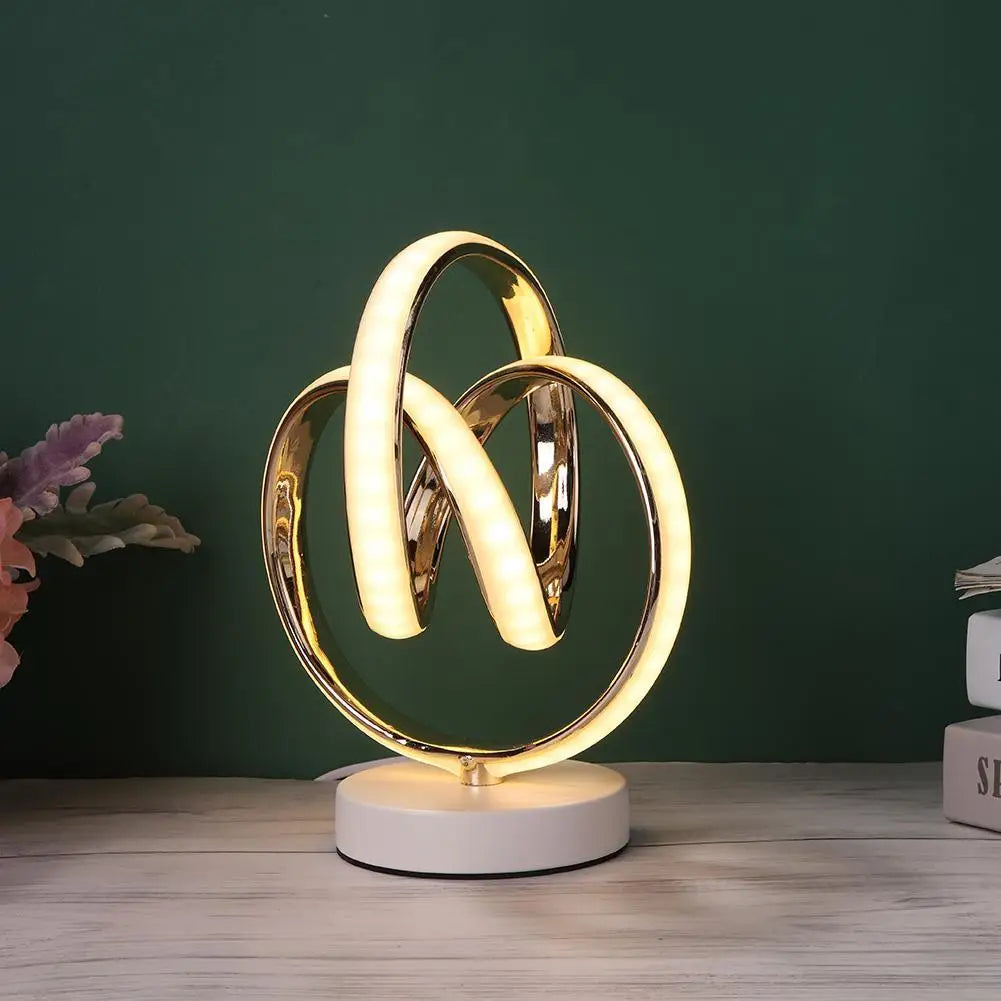 Modern Spiral LED Table Light Metal Bedside Decorative Lighting with US Adapter