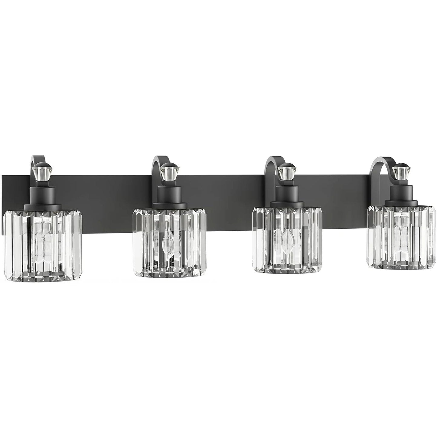 3/4/5/6 Lights Modern Crystal Bathroom Vanity Lights, Black Bathroom Light Fixtures, Crystal Vanity Shower Lights Over Mirror