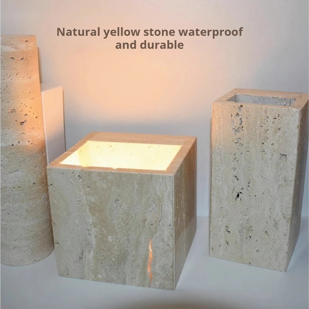 Wabi Sabi Guesthouse Courtyard Villa Outdoor Waterproof Yellow Cave Stone Wall Lights Dining Room Balcony Travertine Wall Lamps