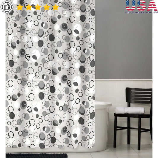 Waterproof PEVA Shower Curtain Set with Geometric Pattern 70" x 72" Includes 12 Durable C-Hooks Easy Care Modern Decor