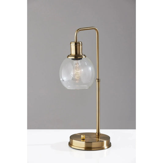 20.5 in Metal Gold Finish Desk Lamp with USB, Glass Shade, Modern Design, New Condition ,Adult Use,No assembly required.