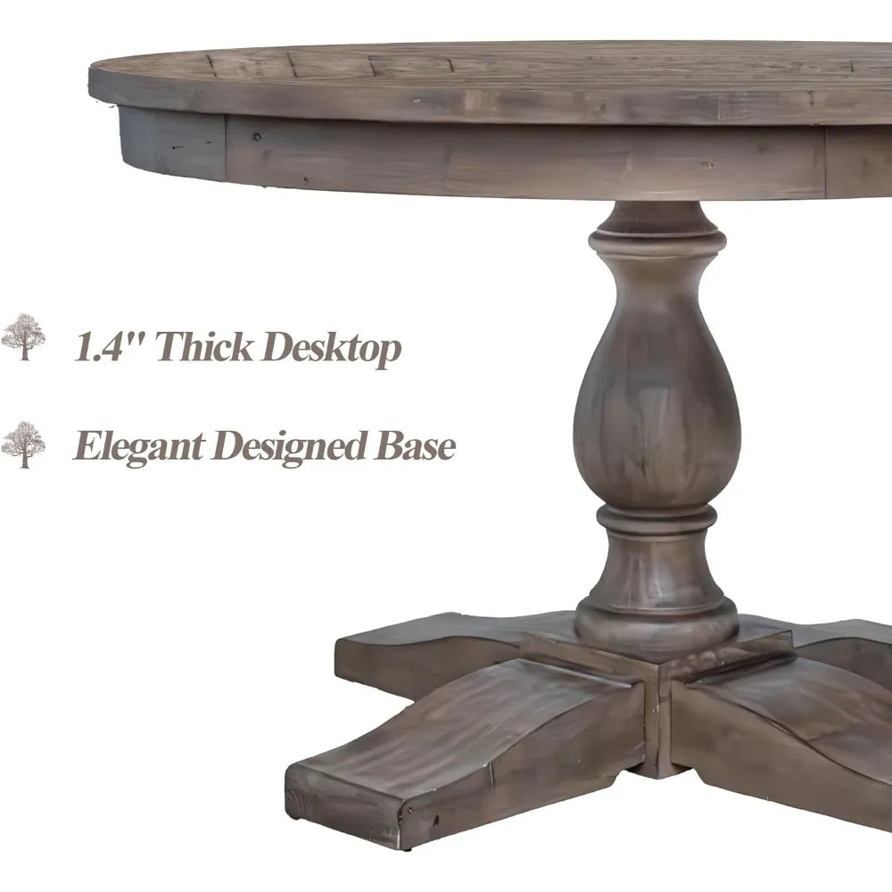 Restaurant Furniture, Rustic Wooden Dinner Table Living Room Restaurant, Farmhouse Round Dining Room Pine Wood Kitchen Table