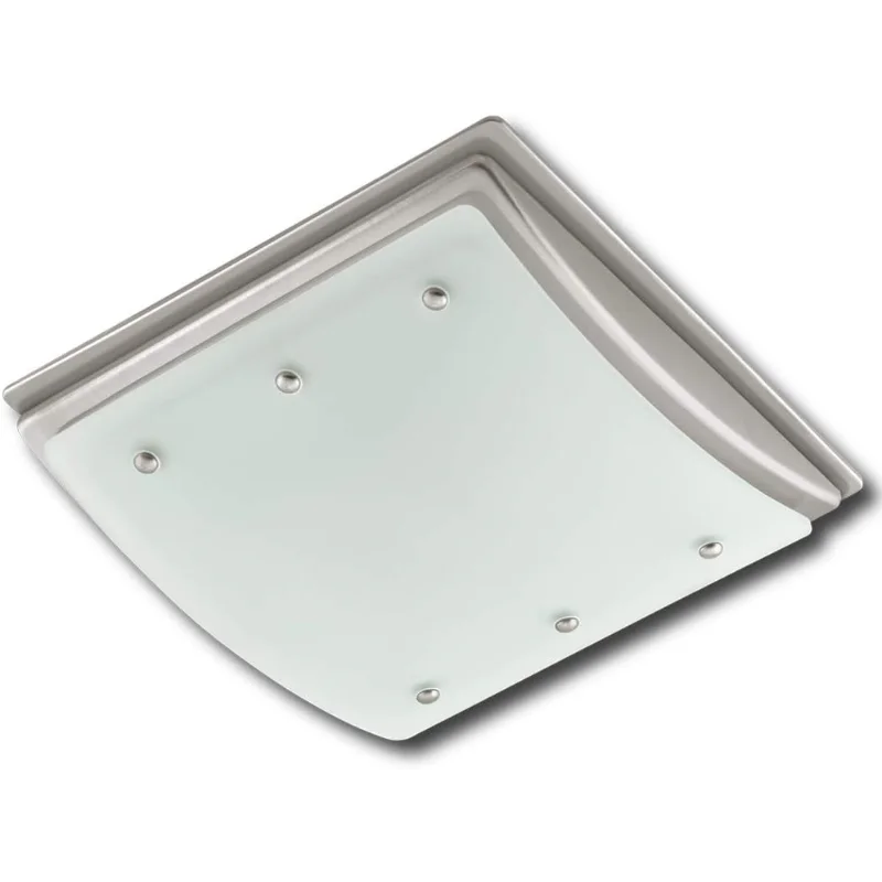 Hunter 90064z Ellipse Decorative Bathroom Ventilation Exhaust Fan with Light and Night-Light, Matte Opal Glass, Brushed Nickel