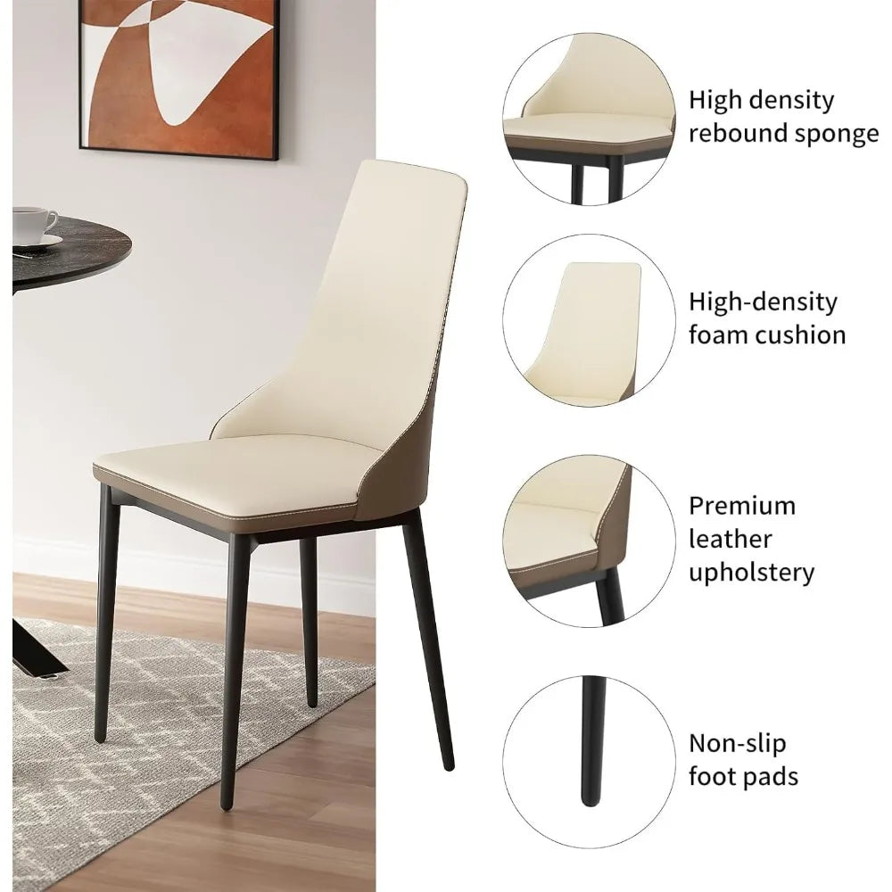 5-Pieces Dining Table Set for 4,36 inch Small Kitchen Table and Chairs Set Modern Metal Cross Base Dinner Table with 4 Cushione
