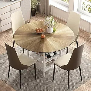 5-Pieces Dining Table Set for 4,36 inch Small Kitchen Table and Chairs Set Modern Metal Cross Base Dinner Table with 4 Cushione