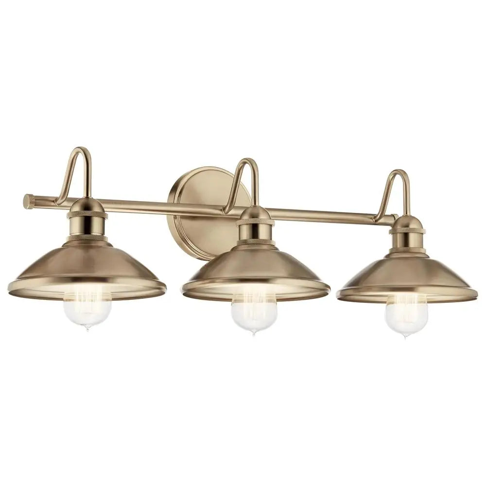 Vintage Inspired 3 Light Bathroom Vanity in Champagne Bronze Finish Transitional Industrial Design Ambient Lighting 26.5" W x